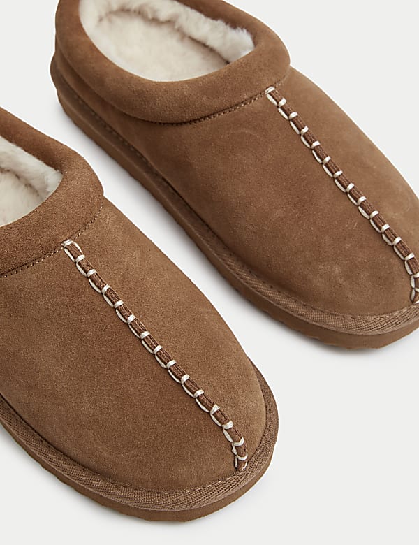 Suede Faux Fur Lined Mule Clog Slippers - CZ