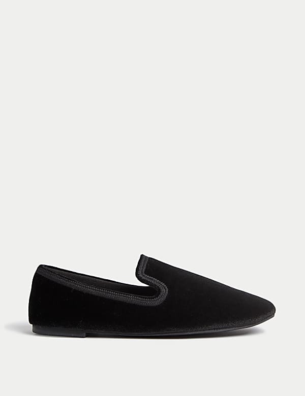 Velvet Square Toe Pump Slippers BLACK Slippers M S NZ
