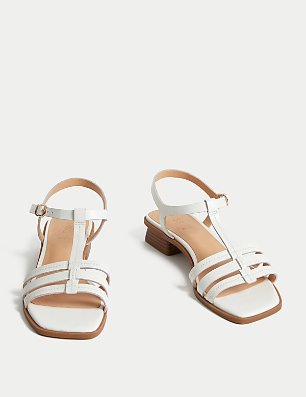 Wide Fit Leather T Bar Block Heel Sandals - EE