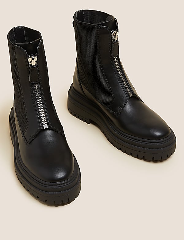 Chunky Chelsea Flatform Ankle Boots - EE