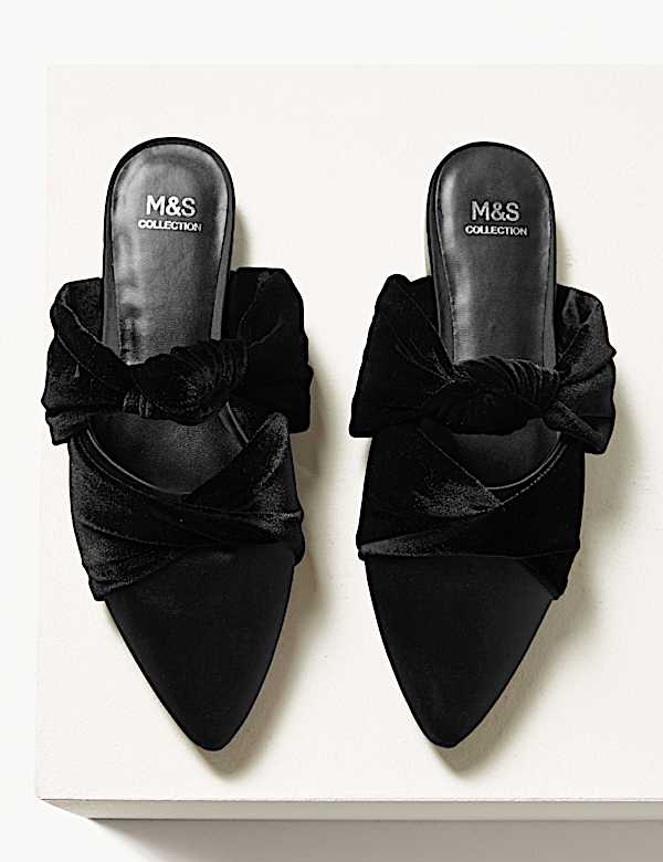 Velvet & Satin Knot Twist Mules