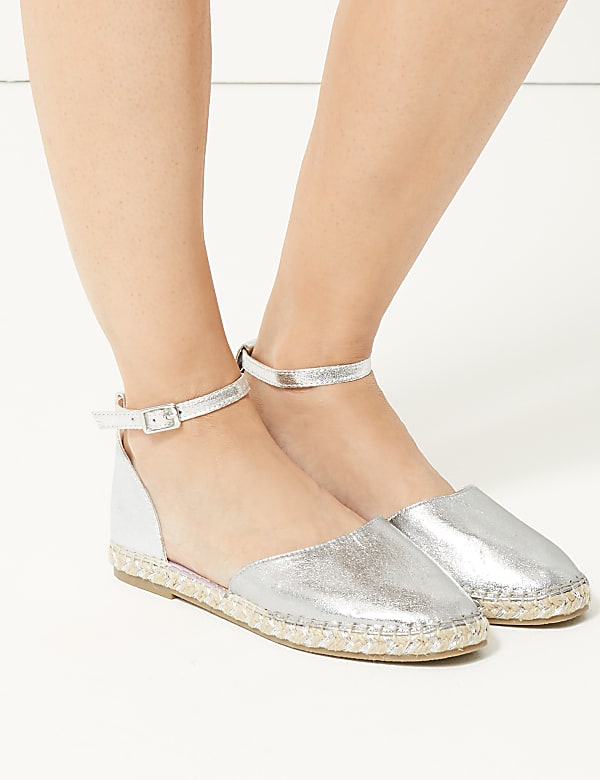 Silver flat espadrilles top
