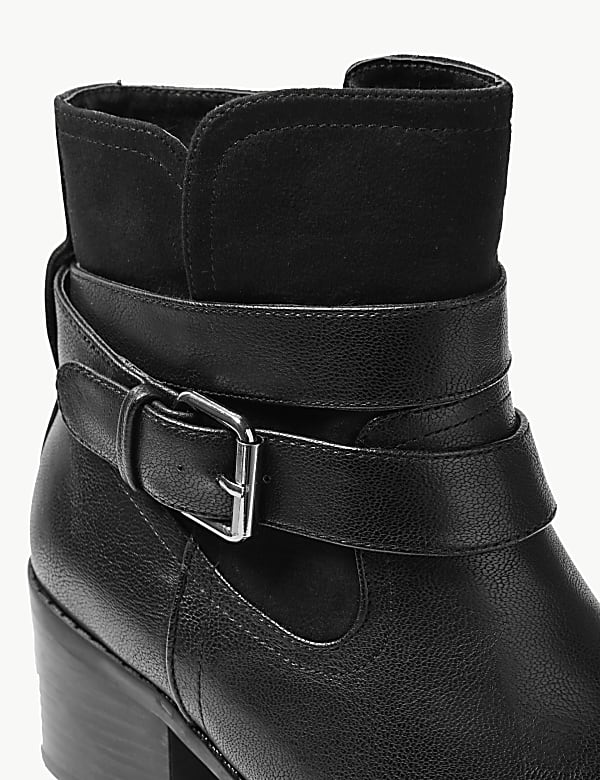 Buckle Block Heel Ankle Boots