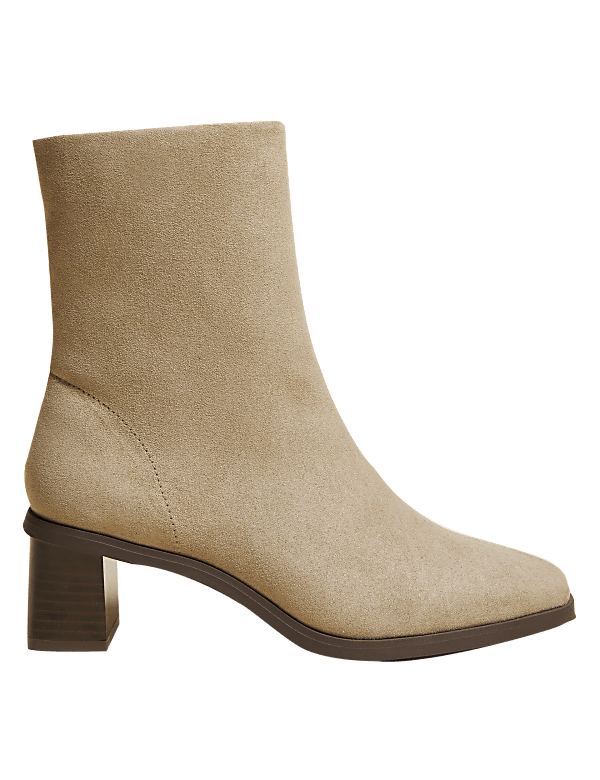Block Heel Square Toe Ankle Boots