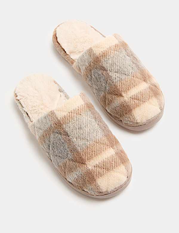 Printed Quilted Slippers with Secret Support - AL