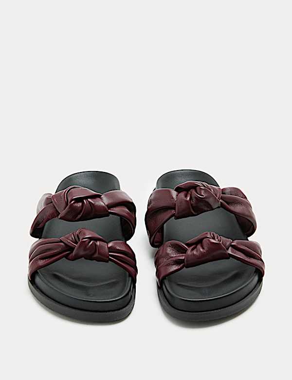 Leather Knot Flat Footbed Sandals - PT
