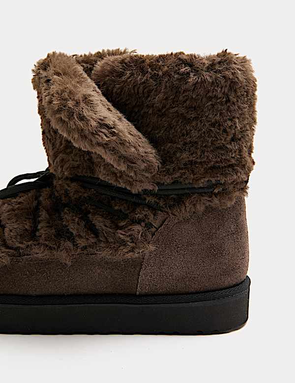 Borg Chunky Lace Up Winter Boots - US