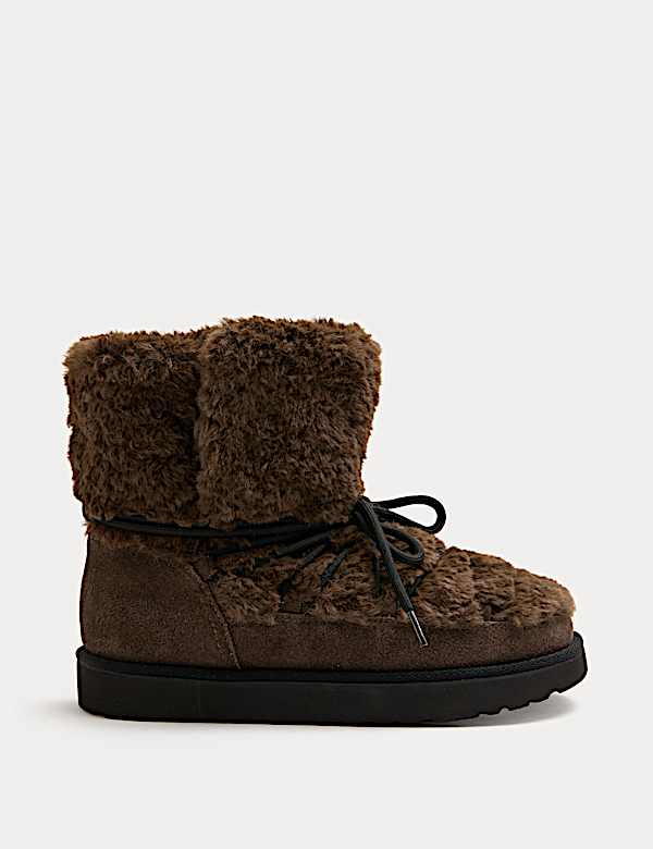 Borg Chunky Lace Up Winter Boots - US