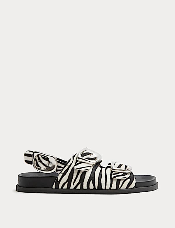 Ledersandalen mit Fußbett und Zebraprint - DE
