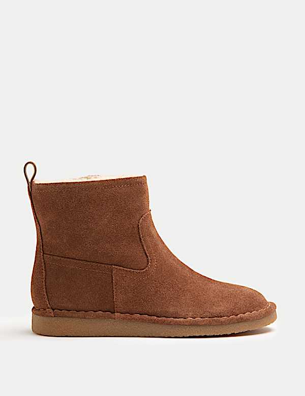 Bottines plates en daim avec doublure en fausse fourrure - FR
