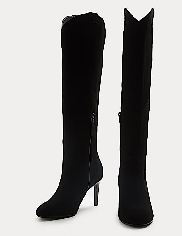 Suede Stiletto Heel Knee High Boots - US