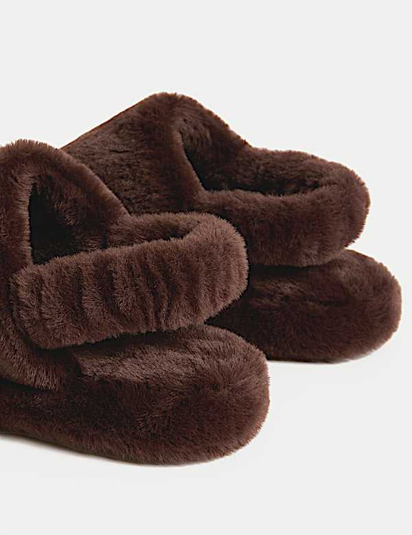 Faux Fur Mule Slippers - EE