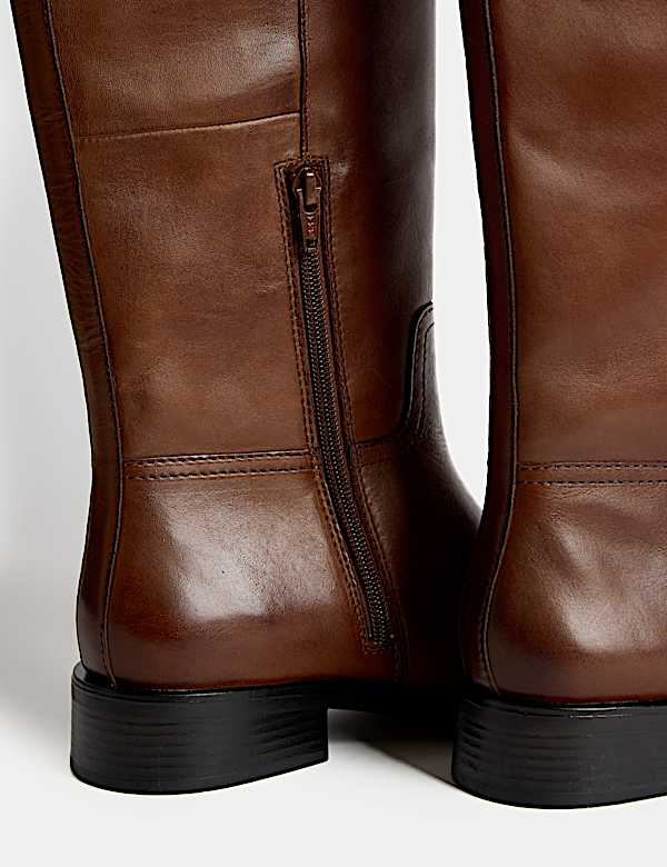 Leather Riding Knee High Boots - AL