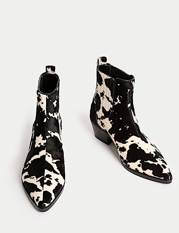 מגפונים מעור עם עקב בלוק והדפס חייתי - IL