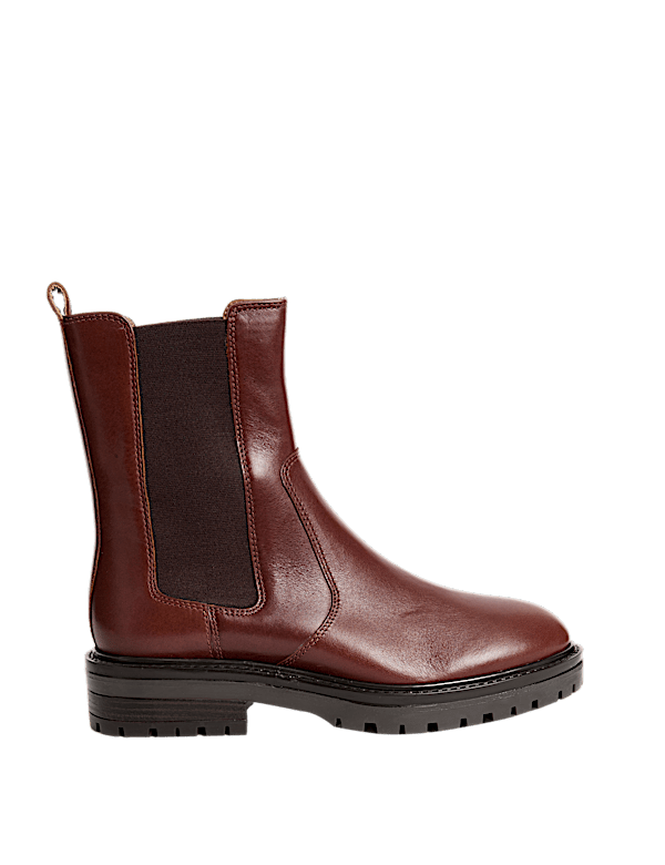 Leather Chelsea Block Heel Boots