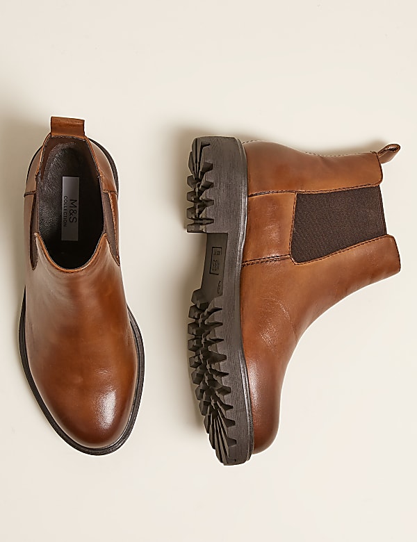 Wide Fit Leather Chelsea Ankle Boots