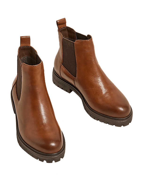Wide Fit Leather Chelsea Ankle Boots