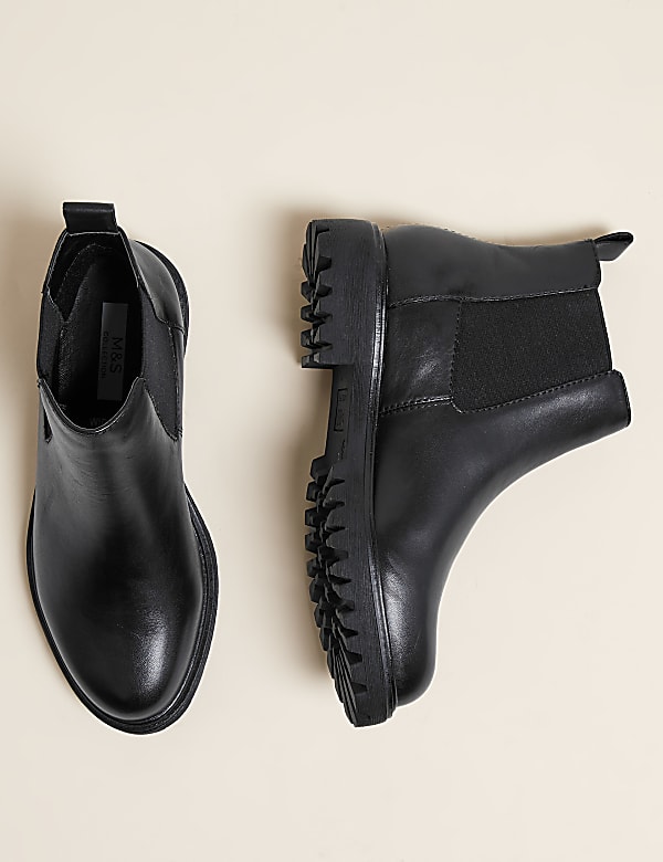 Wide Fit Leather Chelsea Ankle Boots