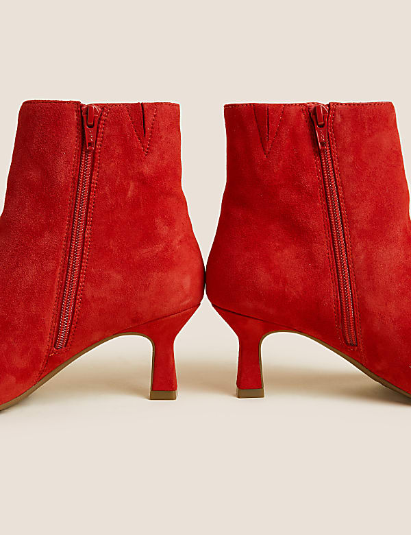 Wide Fit Suede Kitten Heel Ankle Boots