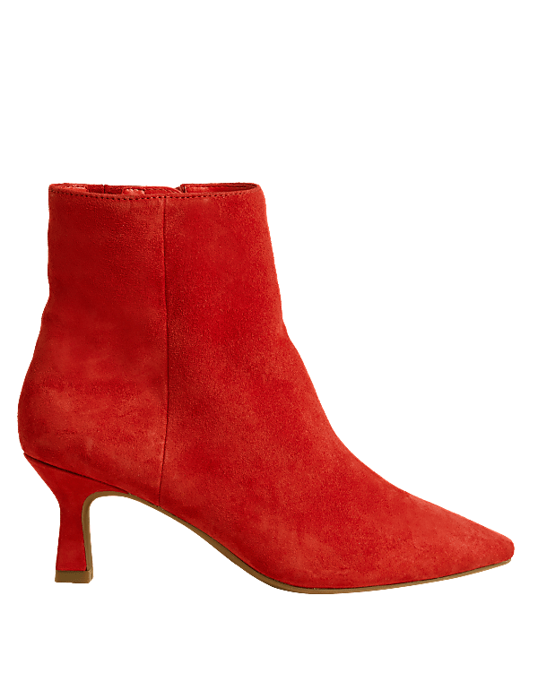 Wide Fit Suede Kitten Heel Ankle Boots