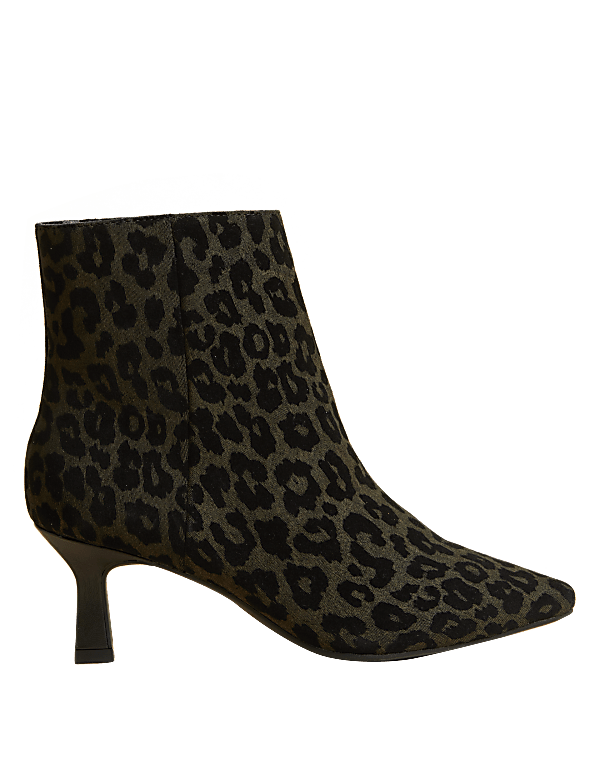 Wide Fit Suede Kitten Heel Ankle Boots