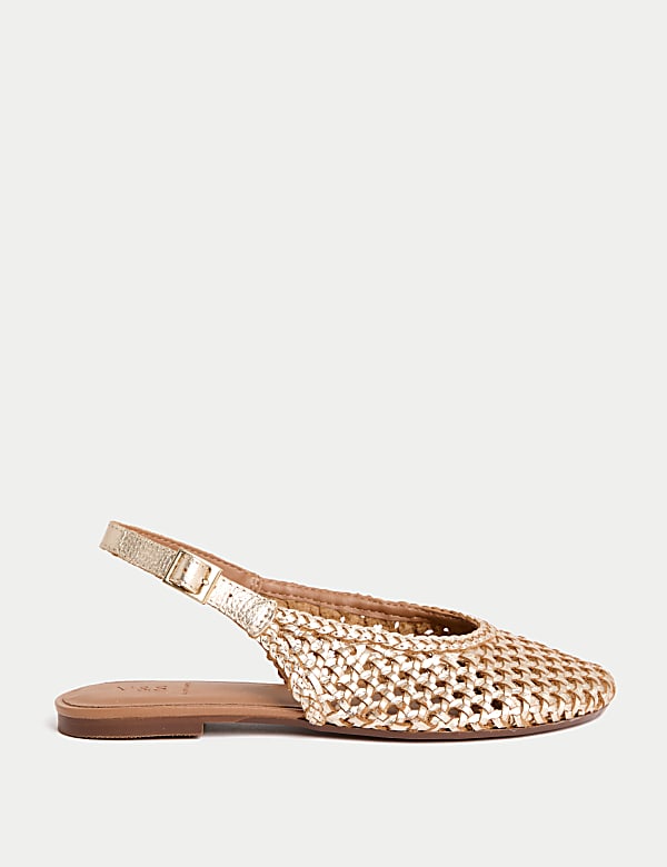 Leather Woven Flat Slingback Shoes - PL