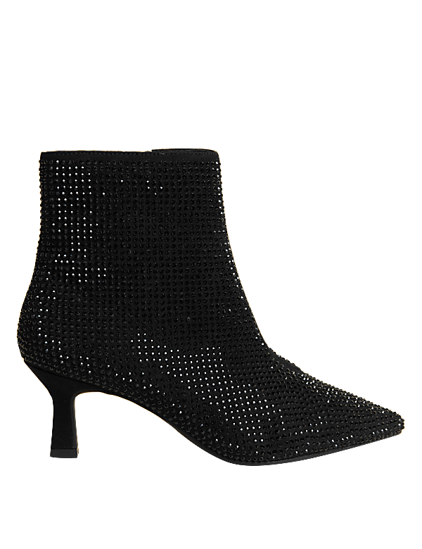Wide Fit Sparkle Kitten Heel Ankle Boots