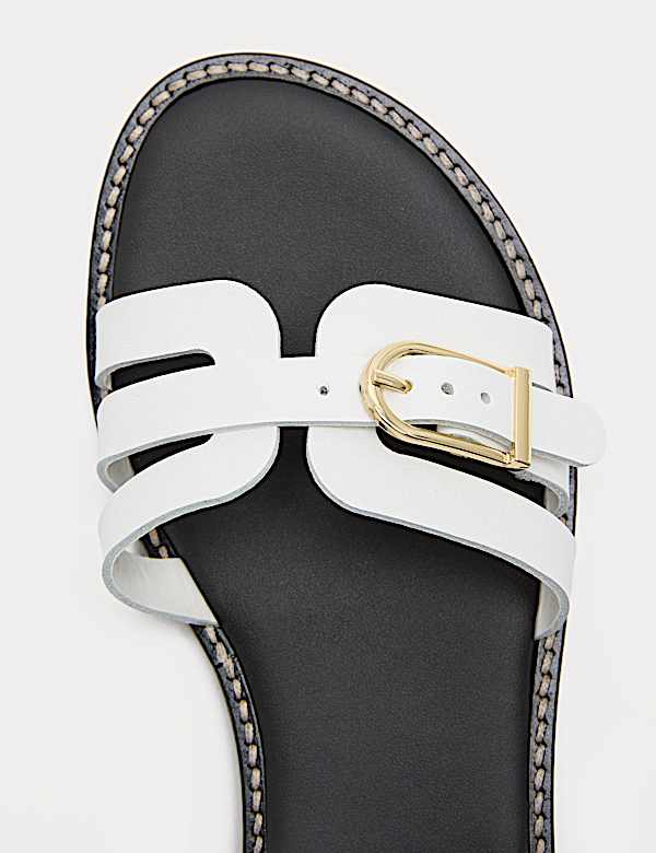 Leather Buckle Ankle Strap Sandals - EE