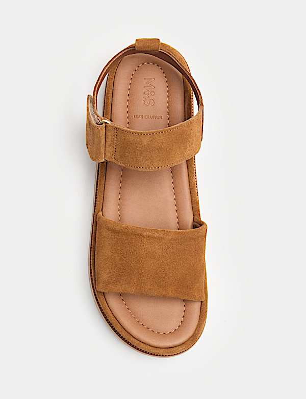 Suede Ankle Strap Flatform Sandals - AT