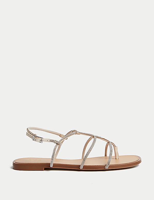 Sparkle Buckle Strappy Flat Sandals - IT