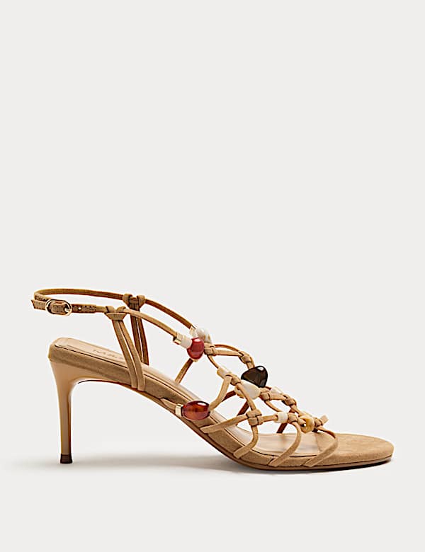 Beaded Strappy Stiletto Sandals - US