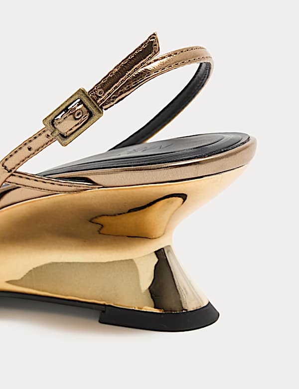 Mirrored Strappy Wedge Heeled Sandals - US