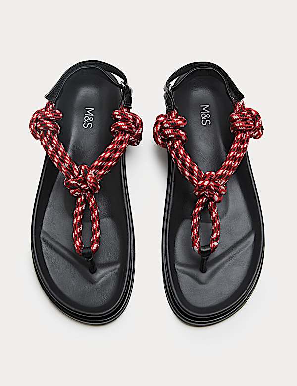 Strappy Footbed Rope Detail Sandals - LU