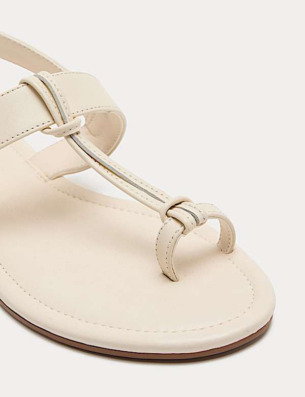 Leren sandalen met enkelbandje en platte teenlus - NL