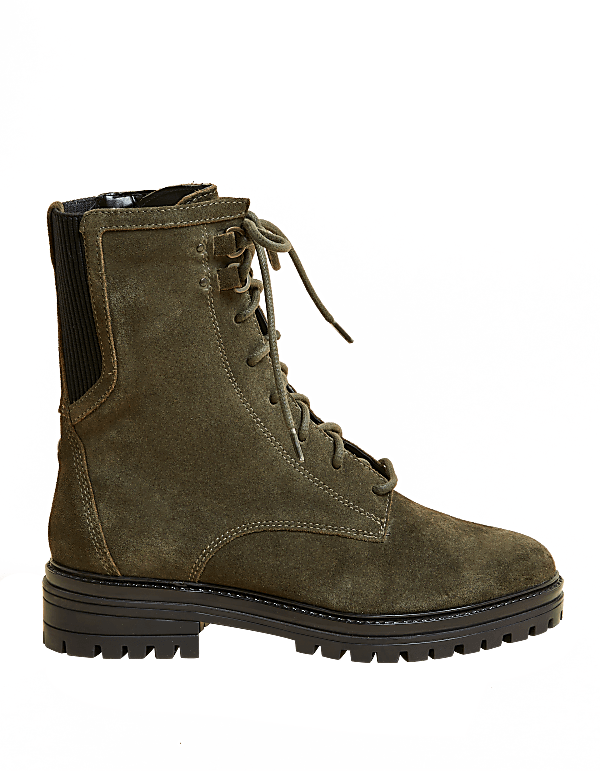 Wide Fit Suede Lace Up Ankle Boots
