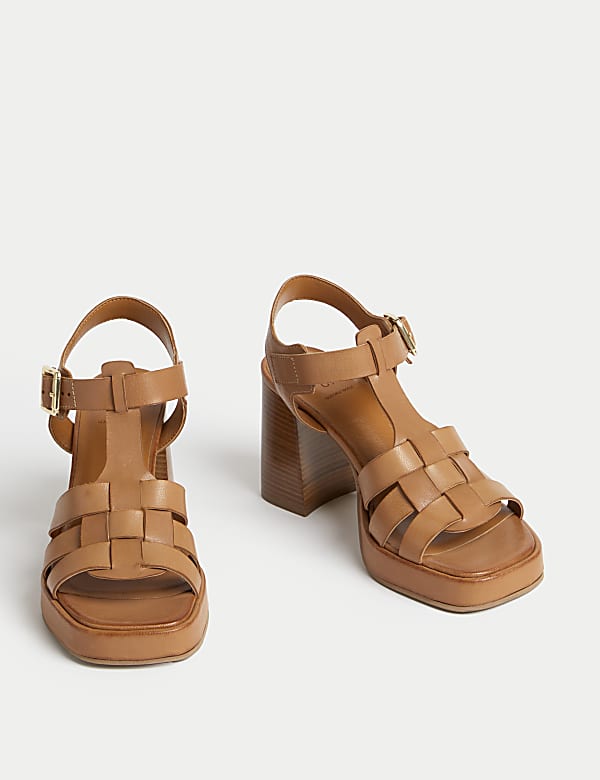 Leather Buckle Platform Sandals - AL