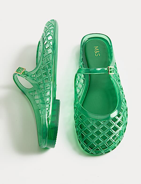 Sandalias planas de goma con tira al tobillo - US