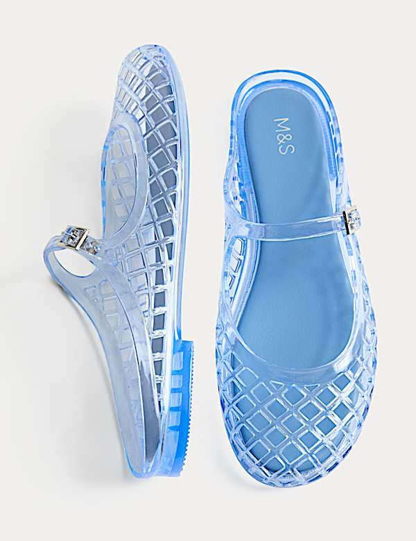 Ankle Strap Flat Jelly Mule Sandals - GR