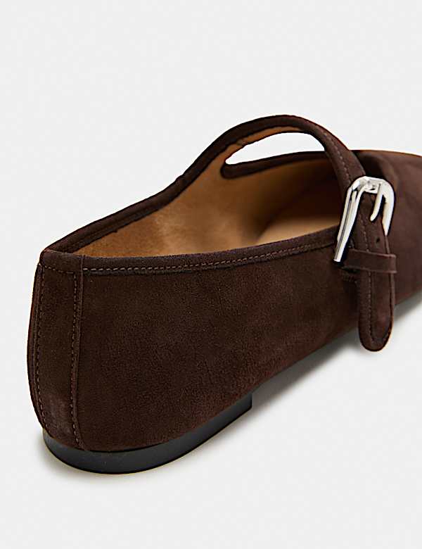Suede Flat Mary Jane Ballet Pumps - FI