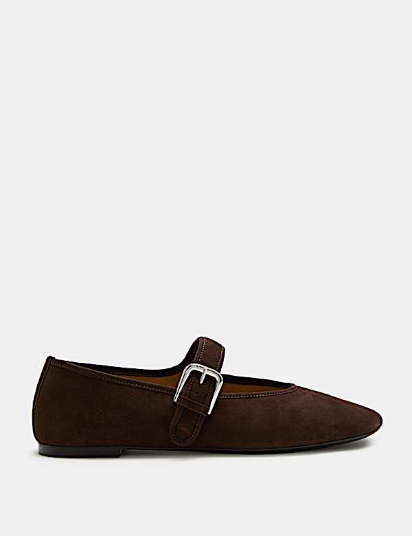 Suede Flat Mary Jane Ballet Pumps - FI