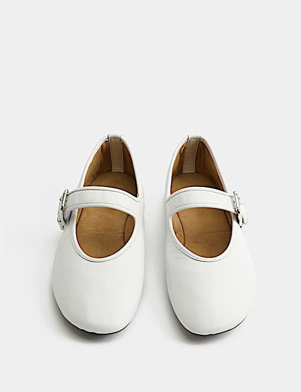 Leather Mary Jane Buckle Flat Ballet Pumps - DK