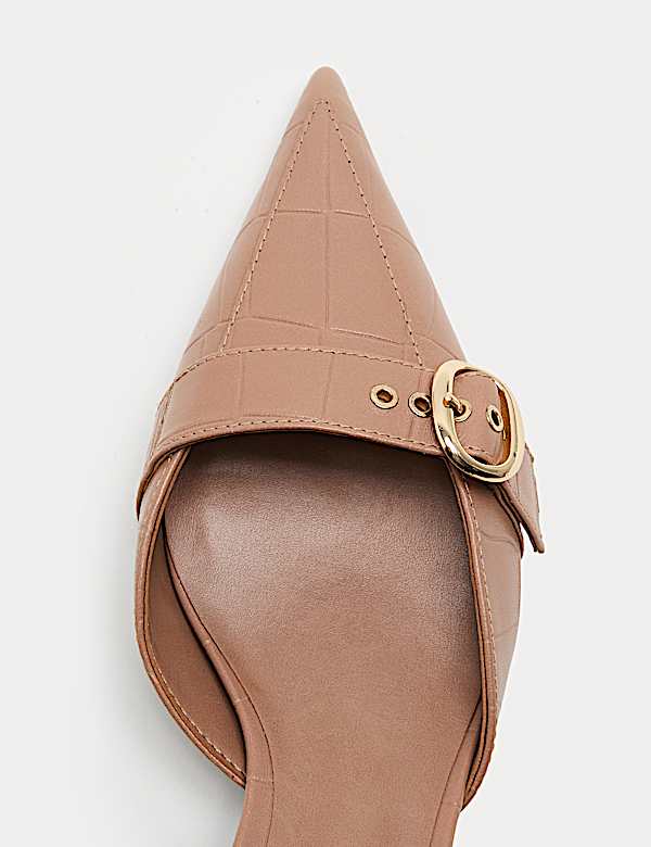 Leather Kitten Heel Slingback Shoes - MX