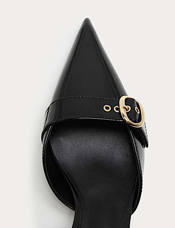 Leather Kitten Heel Slingback Shoes - RO