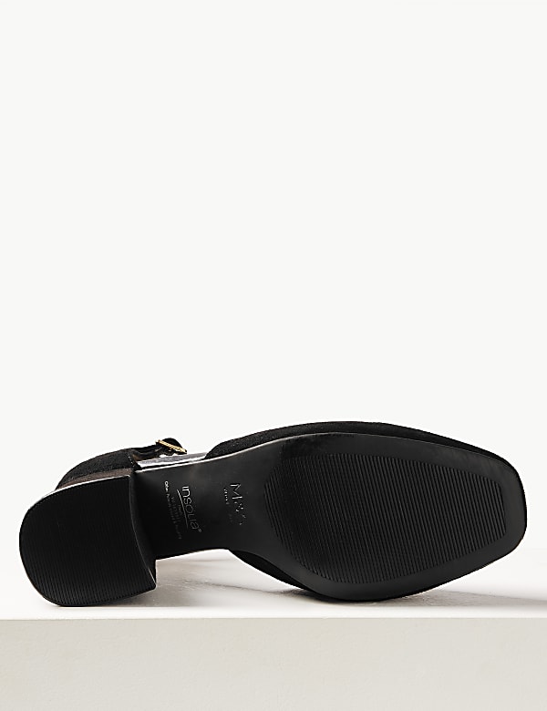 Wide Fit Suede Block Heel Court Shoes