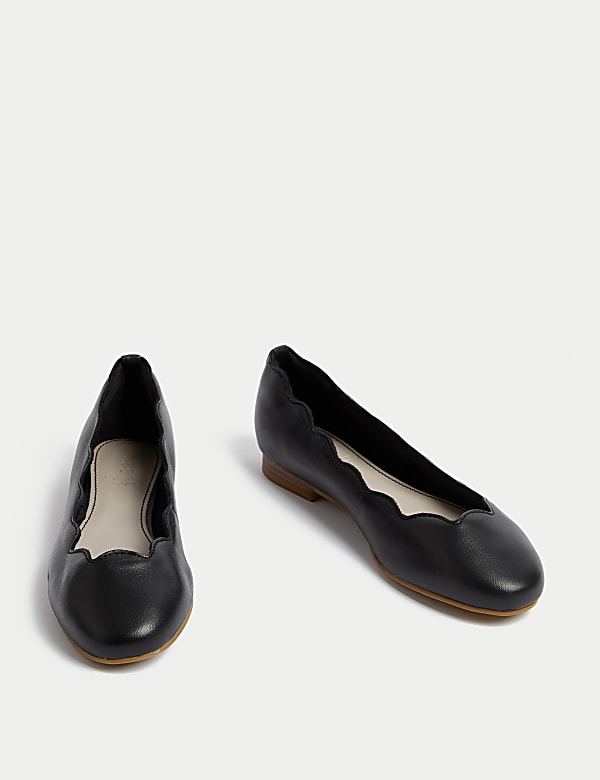 Wide Fit Leather Ballet Pumps - DK