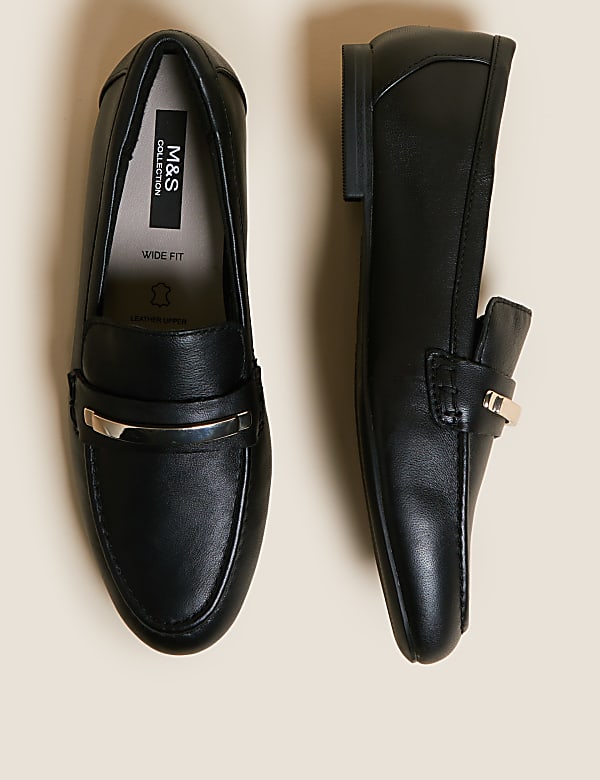 Wide Fit Leather Trim Loafers