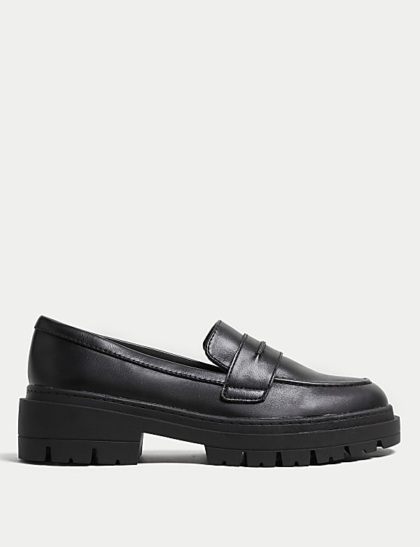 Wide Fit Slip On Flatform Loafers - MV