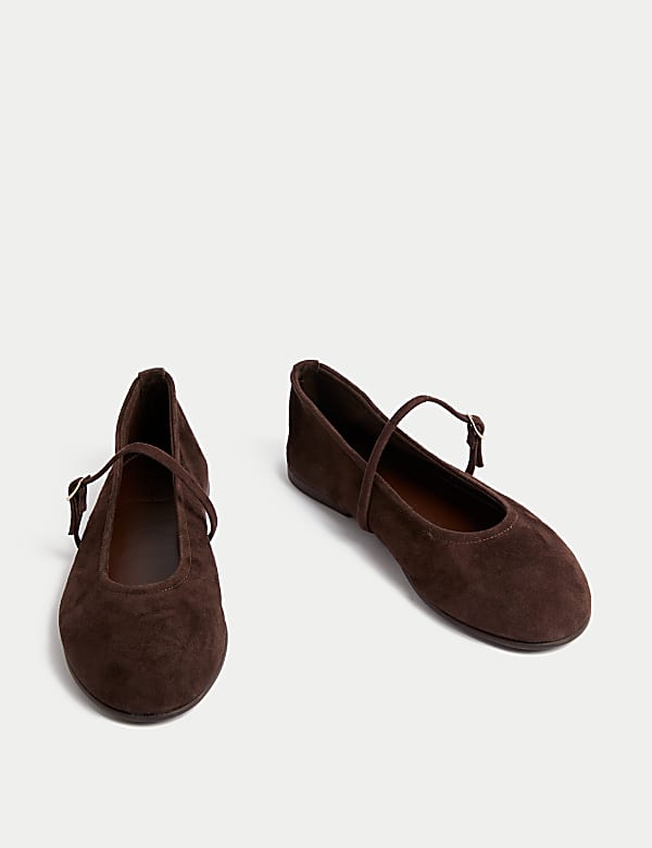 Suede Flat Mary Jane Ballet Pumps - NL
