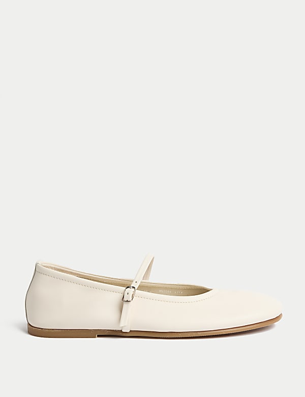Unlined Leather Mary Jane Ballet Pump WHITE Shoes M S HK