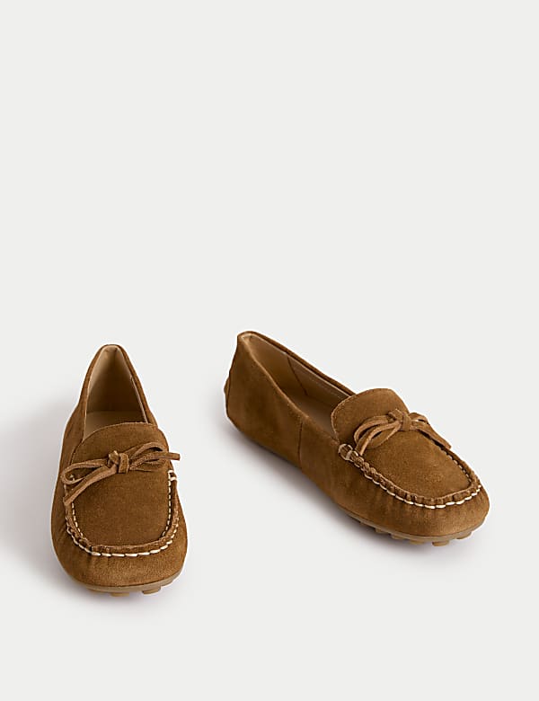 Suede Slip On Flat Loafers - TW